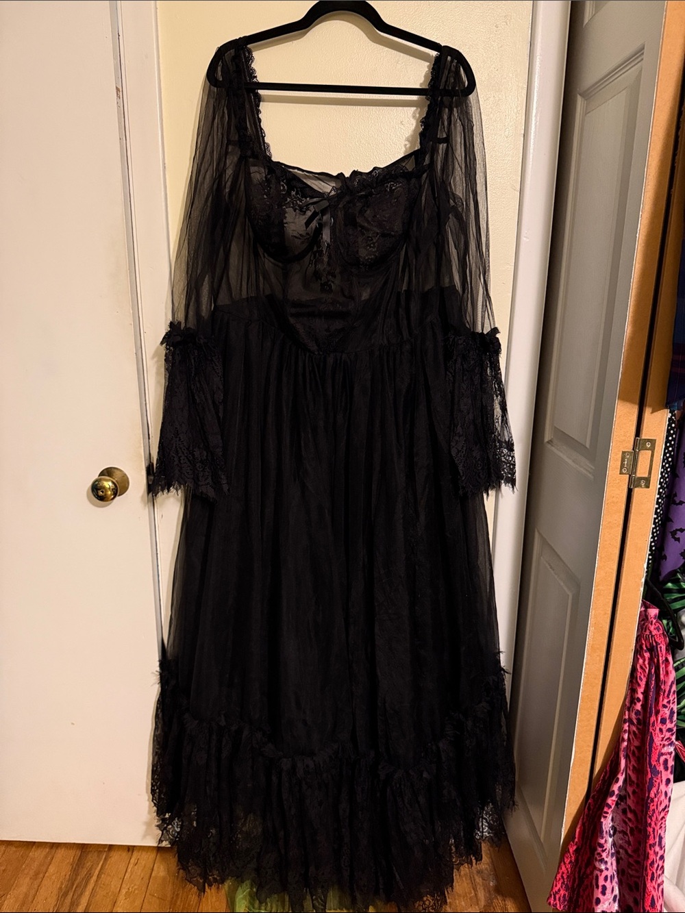 Dolls Kill Black Lace & Tulle Maxi Dress